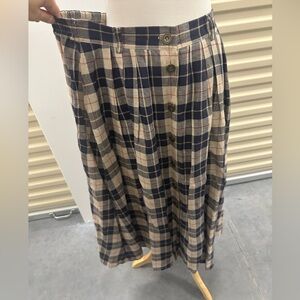 Vintage Linen Great Britain Made Plaid A-Line Skirt